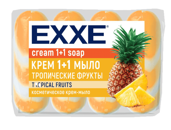 Косметическое мыло 75 гр "EXXE" полосатое ЭКОПАК (4 шт.упак), Оранжевое, Тропические фрукты Косметическое мыло 75 гр "EXXE" полосатое ЭКОПАК (4 шт.упак), Оранжевое, Тропические фрукты