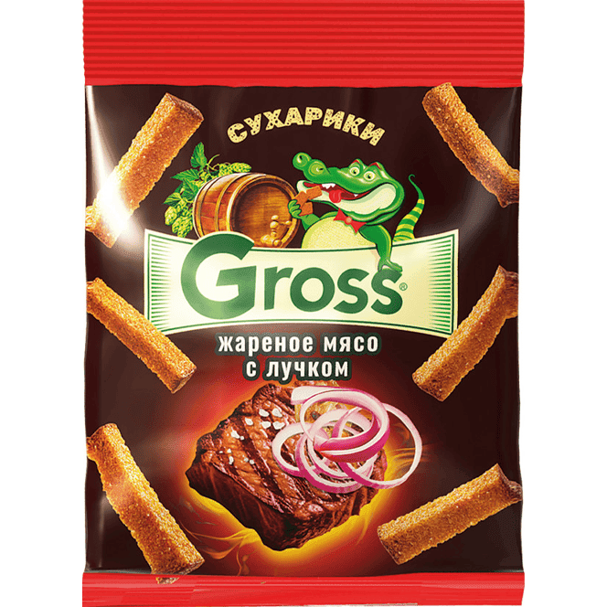 Сухарики Gross 40 гр., Жареное мясо с лучком Сухарики Gross 40 гр., Жареное мясо с лучком