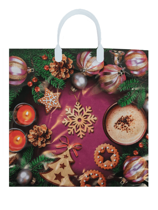Пакет/сумка НГ 37*34 см с пластиковой ручкой Интерпак Пакет/сумка НГ 37*34 см с пластиковой ручкой Интерпак