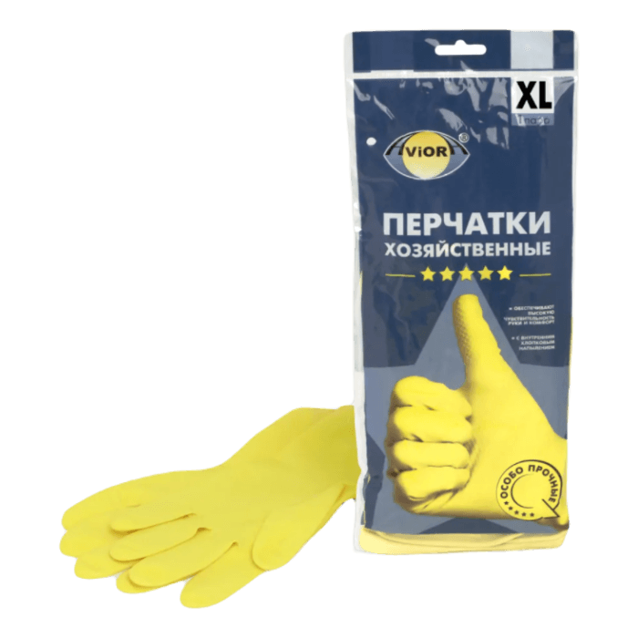 Перчатки латексные хозяйственные 5 звезд 51-60г AVIORA, XL Перчатки латексные хозяйственные 5 звезд 51-60г AVIORA, XL